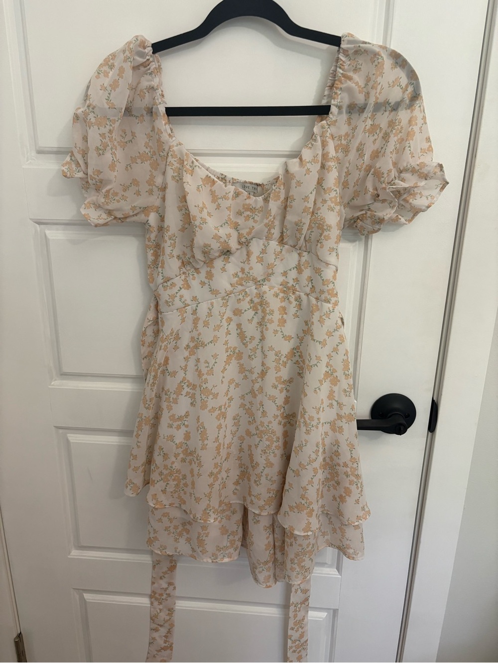 Love Tree Cream Floral Midi Dress with Yellow Print